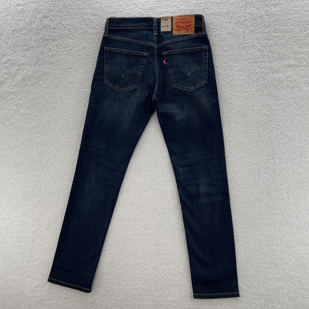 Levis Jeans Mens 30x32 Blue 511 Slim Fit Dark Wash Denim Whiskers Goth Grunge